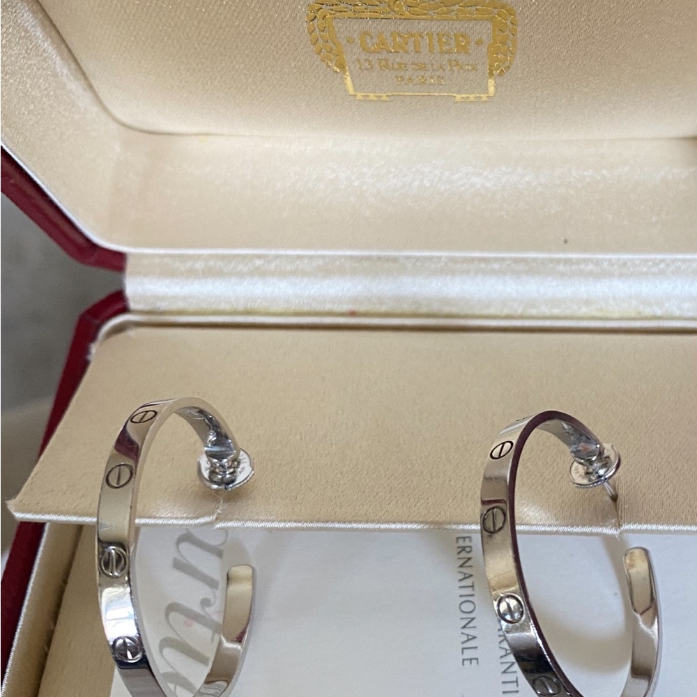 LOVE earrings, Large 18k white gold
